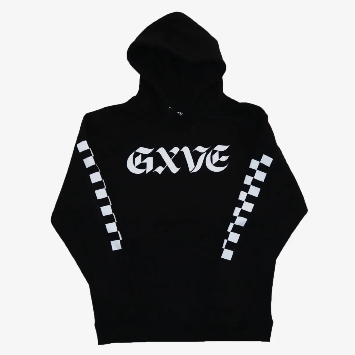 GXVE Small - SIGNATURE BLACK SWEATSHIRT WITH CHECKERED SLEEVES